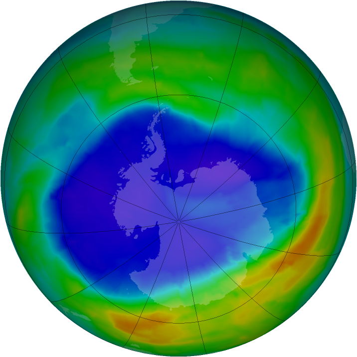 Antarctic ozone map for 10 September 2013